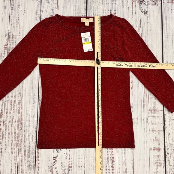 MICHAEL Michael Kors Cinnabar Metallic Sparkle Knit Top 3/4 Sleeve Size M NWT - Picture 6 of 7